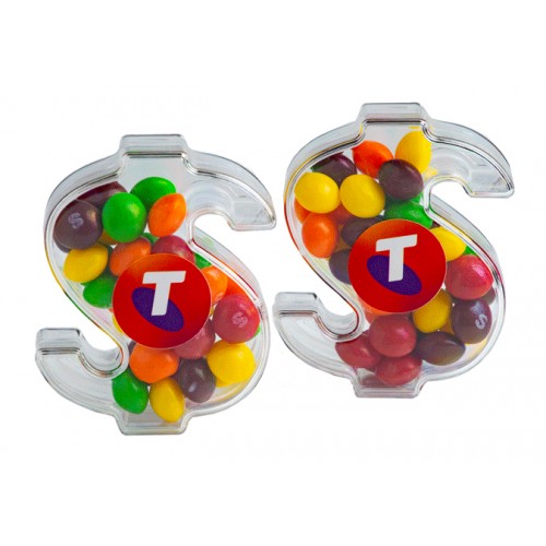 ACRYLIC DOLLAR FILLED WITH SKITTLES